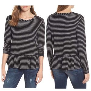 CASLON Striped Peplum Long Sleeve Tee